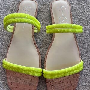 Jessica Simpson Raexe Slide Sandals in Neon Yellow - Size 9